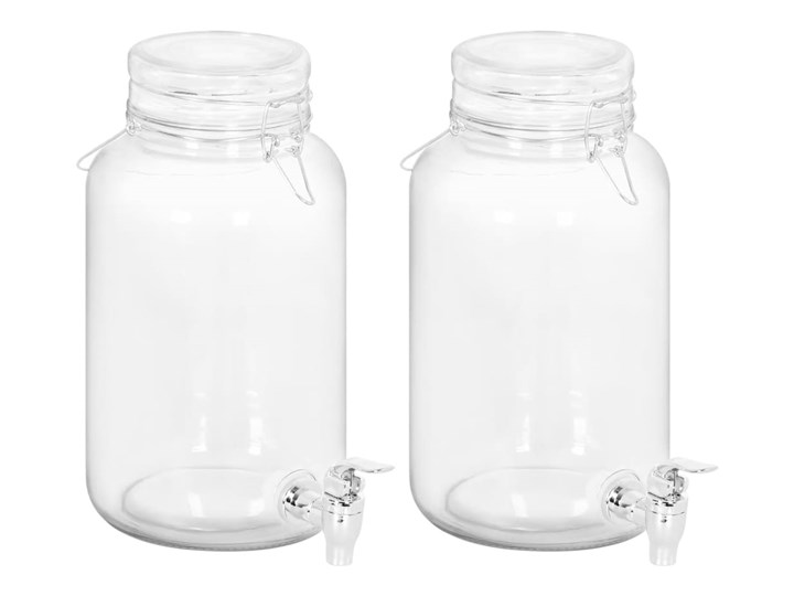 vidaXL Dozowniki do napojów, 2 szt., 4000 ml, szklane Hermetyczny Szkło Metal Typ Zestawy