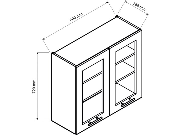 Biała szafka kuchenna z podwójnym przeszklonym frontem - Sergio 32X 80 cm Szafka wisząca Metal Regał Płyta MDF Drewno Kolor Biały