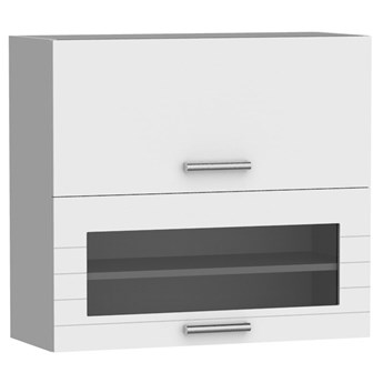 Biała szafka otwierana do góry z witryną - Sergio 33X 80 cm