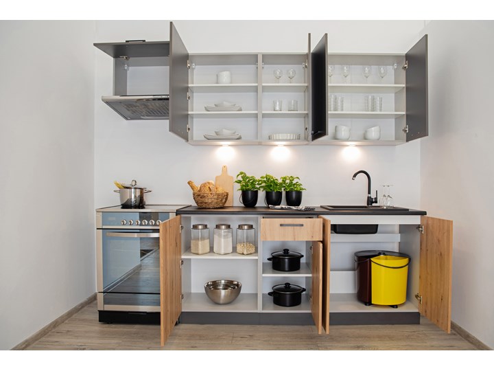 Górna szafka z jednym frontem szara - Rimer 27X 60cm Regał Drewno Szafka wisząca Metal Kategoria Szafki kuchenne