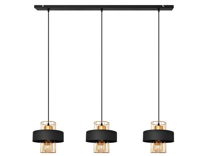 Lampa wisząca potrójna VOLTA W-L 1377/3 BK+BR Lampa druciana Metal Pomieszczenie Przedpokój Lampa z kloszem Pomieszczenie Salon