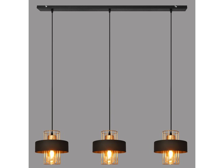 Lampa wisząca potrójna VOLTA W-L 1377/3 BK+BR Metal Lampa druciana Lampa z kloszem Styl Industrialny
