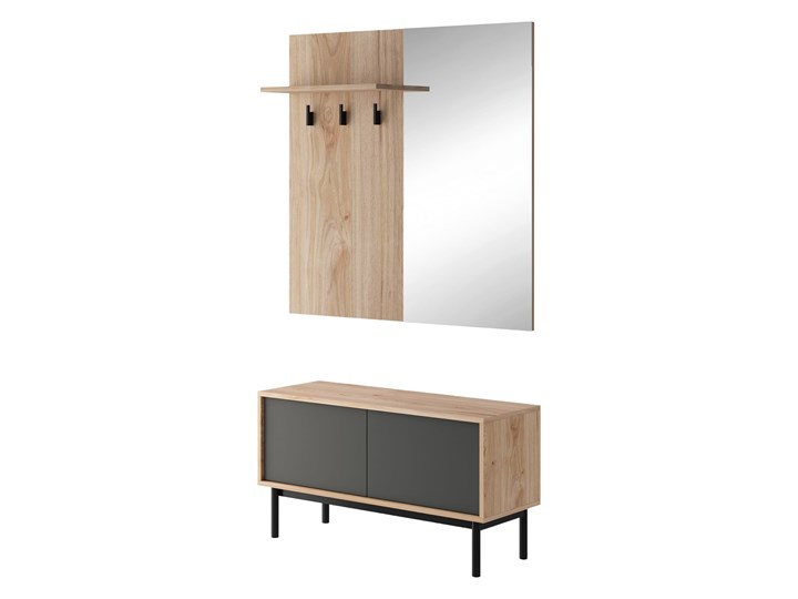 Garderoba z lustrem BASIC BGD104 Grafit mat + Jackson Hickory Kategoria Zestawy mebli do sypialni Kolor Beżowy