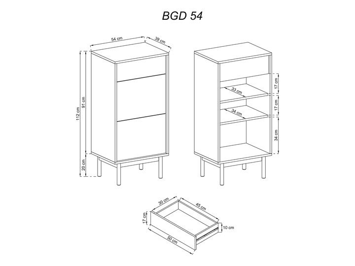 Szafka na buty nowoczesna BASIC BGD54 Grafit mat + Jackson Hickory Kolor Szary Płyta MDF Drewno Kategoria Szafki i regały