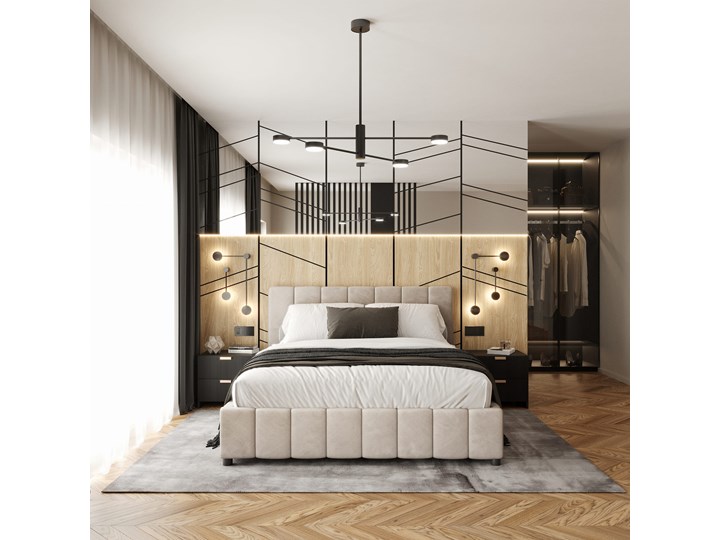 Łóżko tapicerowane 140x200  LEA z pojemnikiem na pościel kolor do wyboru Drewno Metal Tkanina Rozmiar materaca 140x200 cm