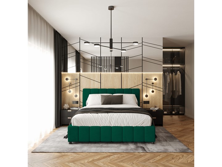 Łóżko tapicerowane 160x200  LEA z pojemnikiem na pościel kolor do wyboru Rozmiar materaca 160x200 cm Drewno Tkanina Metal Kategoria Łóżka do sypialni