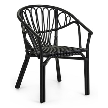 Krzesło do jadalni - ganga - czarny - wlókno naturalne - rustykalny