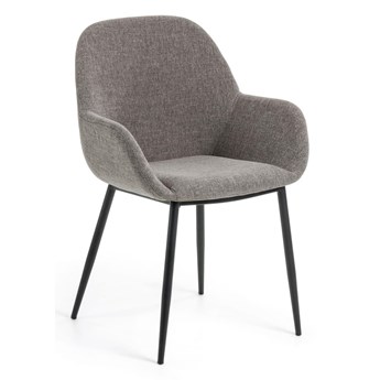 Krzesło do jadalni - konna - szary - tkanina - nowoczesny