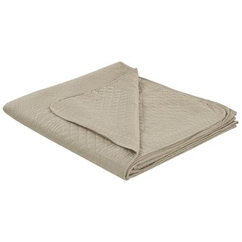 Beliani Narzuta na łóżko szarobeżowa polyester 220 x 240 cm tłoczony wzór sypialnia