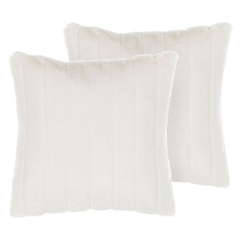 Beliani Zestaw 2 poduszek dekoracyjnych biały poliester 45 x 45 cm glam tłoczony zamek włochacz salon sypialnia