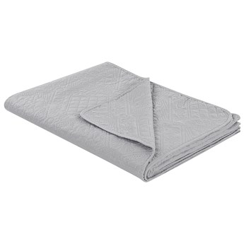 Beliani Narzuta na łóżko szara poliester 200 x 220 cm z poduszkami tłoczony wzór dekoracyjna ozdobna sypialnia