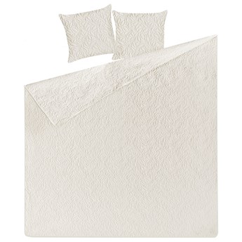 Beliani Narzuta na łóżko kremowa polyester 200 x 220 cm z 2 poduszkami tłoczony wzór sypialnia