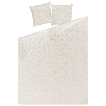 Beliani Narzuta na łóżko kremowa polyester 140 x 210 cm z 2 poduszkami tłoczony wzór sypialnia