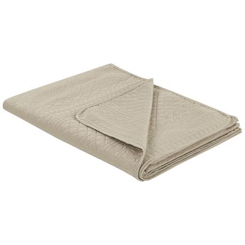 Beliani Narzuta na łóżko szarobeżowa polyester 160 x 220 cm z 2 poduszkami tłoczony wzór sypialnia