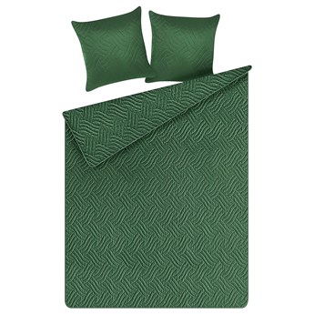 Beliani  Narzuta na łóżko zielona poliester 140 x 210 cm z poduszkami tłoczony wzór dekoracyjna ozdobna sypialnia