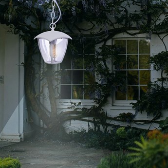 Biała lampa ogrodowa wisząca - N003-Xarius