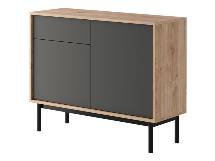 Komoda BASIC BK104 Grafit mat + Jackson Hickory Szerokość 104 cm Wysokość 84 cm Głębokość 39 cm Styl Nowoczesny