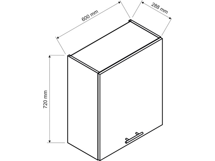 Szara wisząca szafka z pojedynczym frontem - Arcadio 7X 60 cm Regał Szafka wisząca Drewno Płyta MDF Metal Kategoria Szafki kuchenne Kolor Szary
