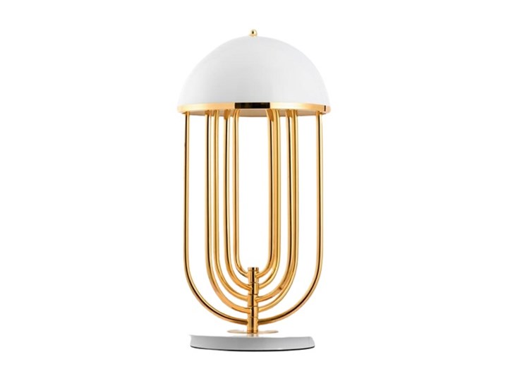 MOOSEE lampa stołowa BOTTEGA złota / biała Lampa nocna Tworzywo sztuczne Wysokość 45 cm Metal Lampa z kloszem Stal Styl Glamour