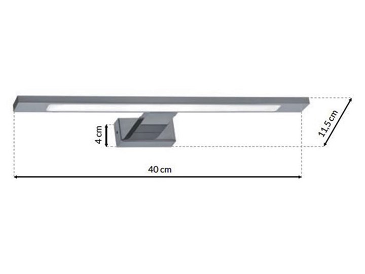 Kinkiet łazienkowy LED srebrny - N015-Cortina 7W 40x12x4 cm Metal Styl Nowoczesny Kinkiet LED Szkło Funkcje Kinkiet LED
