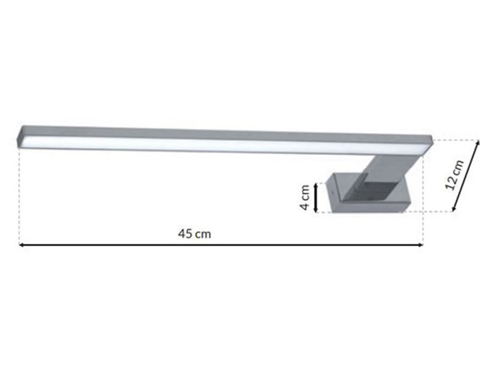 Srebrny kinkiet LED łazienkowy prawostronny - N016-Cortina 11W 45x12x4 cm Szkło Kinkiet łazienkowy Metal Styl Nowoczesny