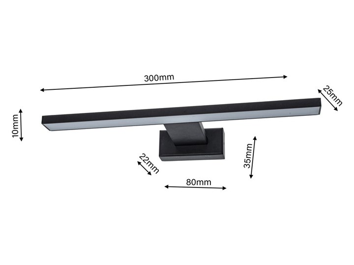 Kinkiet nad lustro do łazienki czarny - N018-Cortina 7W 30x12x4 cm Szkło Kinkiet LED Metal Kinkiet łazienkowy Styl Nowoczesny