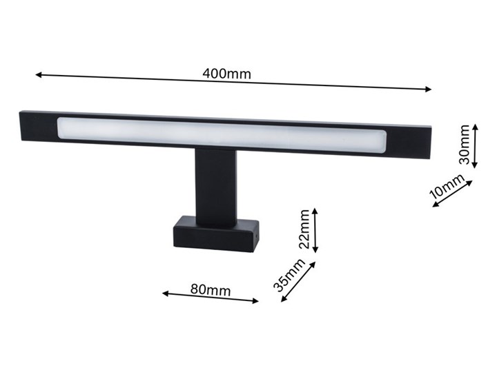 Czarny kinkiet łazienkowy LED - N015-Cortina 7W 40x12x7 cm Kinkiet LED Funkcje Kinkiet LED Szkło Metal Styl Nowoczesny