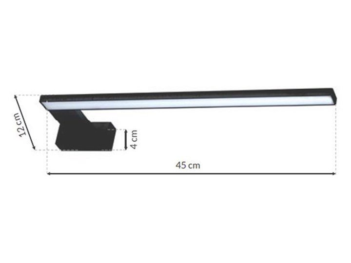 Czarny kinkiet LED nad lustro lewostronny - N016-Cortina 11W 45x12x4 cm Szkło Metal Kinkiet łazienkowy Styl Nowoczesny