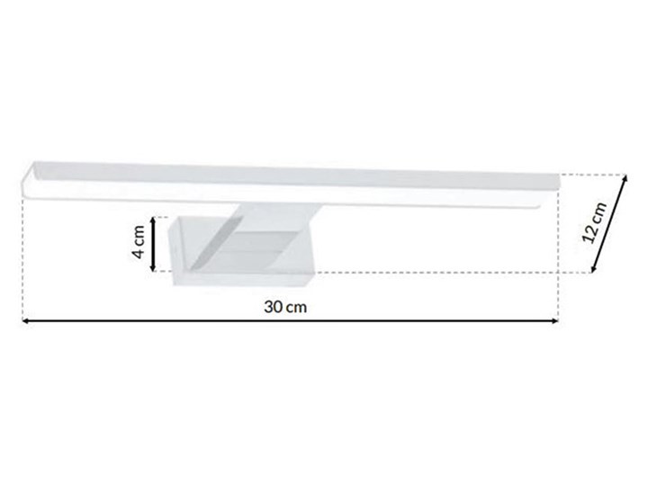 Biały kinkiet łazienkowy - N018-Cortina 7W 30x12x4 cm Kinkiet LED Styl Nowoczesny Metal Szkło Funkcje Kinkiet nad lustro