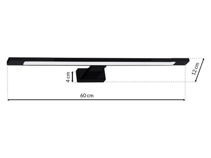 Czarny kinkiet LED - N014-Cortina 12W 60x11,5x4 cm Szkło Metal Kinkiet łazienkowy Funkcje Kinkiet nad lustro Styl Nowoczesny