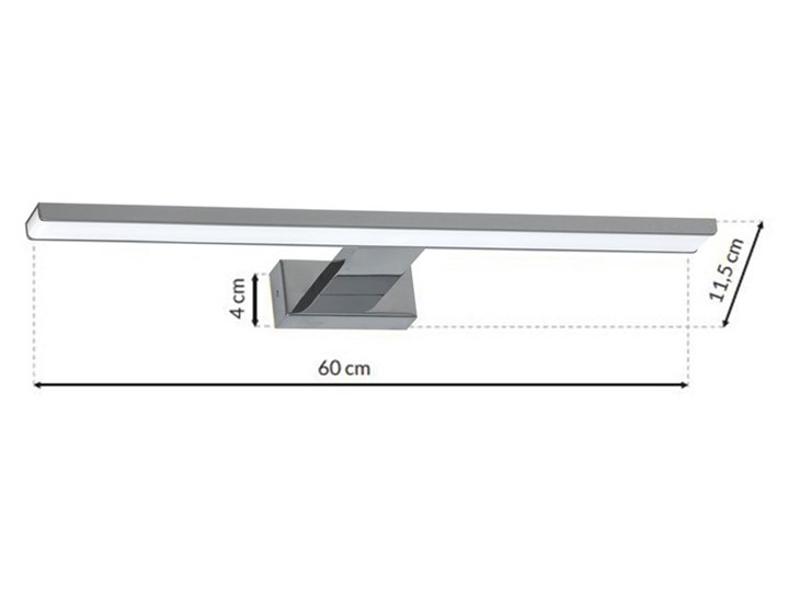 Kinkiet łazienkowy srebrny - N014-Cortina 12W 60x11,5x4 cm Kinkiet LED Metal Szkło Funkcje Kinkiet nad lustro Styl Nowoczesny
