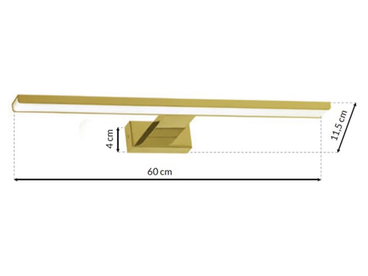 Złoty kinkiet LED łazienkowy - N014-Cortina 13,8W 60x11,5x4 cm Kinkiet łazienkowy Metal Szkło Funkcje Kinkiet nad lustro