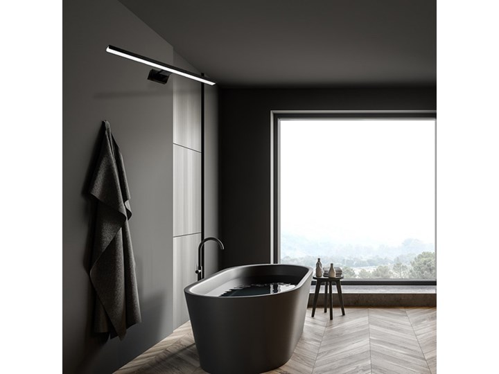 Czarny kinkiet łazienkowy - N017-Cortina 15W 80x11,5x4 cm Szkło Metal Kinkiet LED Styl Nowoczesny