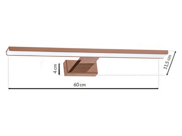 Podłużny kinkiet łazienkowy złoty - N014-Cortina 13,8W 60x11,5x4 cm Kinkiet LED Metal Szkło Funkcje Kinkiet nad lustro
