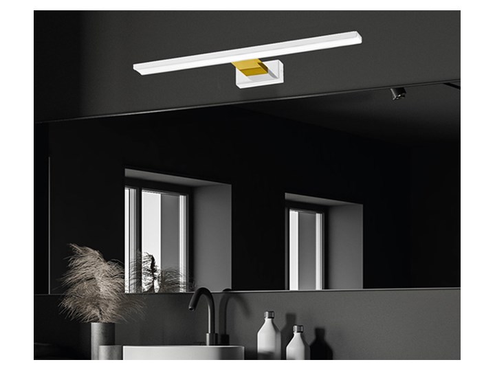 Nowoczesny kinkiet LED biały + złoty - N014-Cortina 13,8W 60x11,5x4 cm Szkło Kinkiet łazienkowy Metal Funkcje Kinkiet nad lustro Kategoria Lampy ścienne