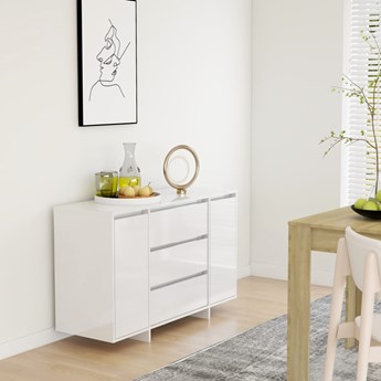 vidaXL Komoda z 3 szufladami, biała na wysoki połysk, 120x41x75 cm