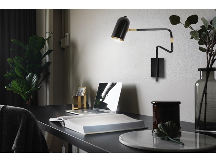 SELSEY Lampa ścienna Korpela czarna Metal Kinkiet z kloszem Styl Nowoczesny