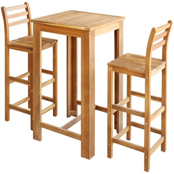 vidaXL Stolik i krzesła barowe, 3 elementy, lite drewno akacjowe