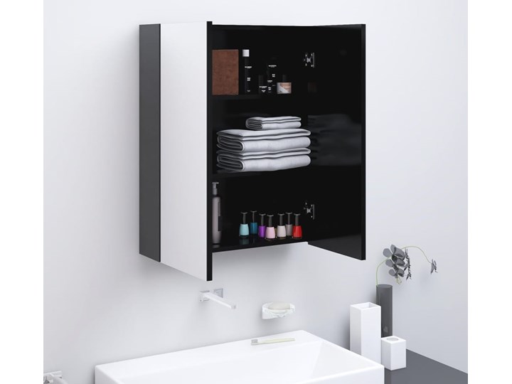 vidaXL Szafka łazienkowa z lustrem, 60x15x75 cm, MDF, antracytowa Szerokość 60 cm Płyta MDF Szkło Szafki Wysokość 60 cm Wiszące Głębokość 15 cm Kolor Czarny Rodzaj frontu Drzwiczki