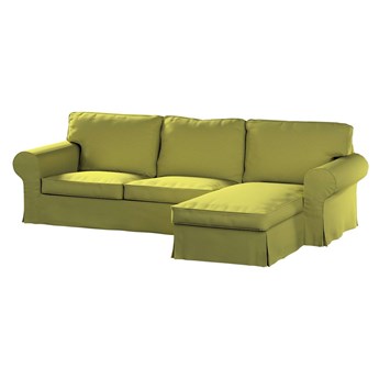 Pokrowiec na sofę Ektorp 2-osobową i leżankę, zgaszona limonka welwet, 252 x 163 x 88 cm, Living