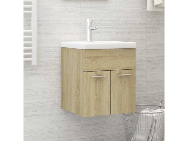 vidaXL Szafka pod umywalkę, dąb sonoma, 41x38,5x46 cm, płyta wiórowa Drewno Rodzaj frontu Drzwiczki Płyta stolarska Płyta MDF Kategoria Szafki stojące