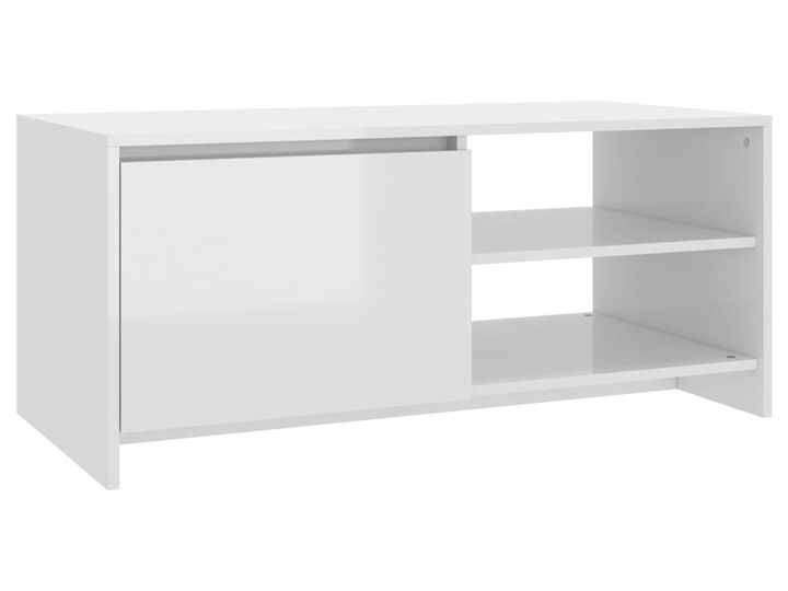 vidaXL Stolik kawowy, biały o wysokim połysku, 102x50x45 cm Drewno Długość 102 cm Funkcje Z półkami