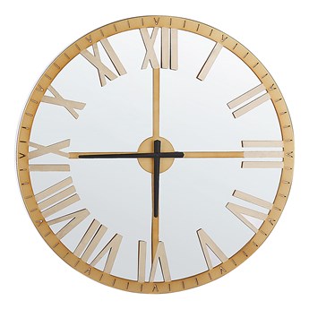 Beliani Zegar ścienny złoty żelazo lustrzana powierzchnia ø 60 cm tarcza rzymskie numery nowoczesny design