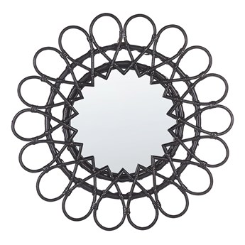 Beliani Lustro wiszące czarne rattanowe ø 60 cm nowoczesny design ścienna dekoracja naturalny produkt