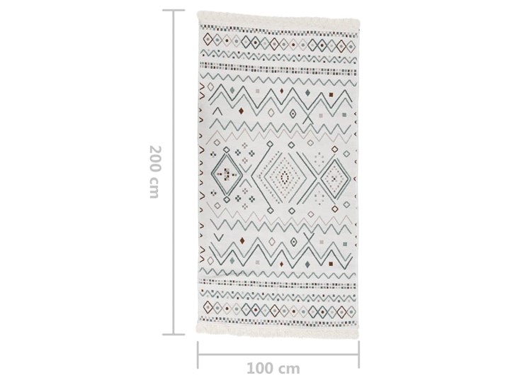 vidaXL Dywan, beżowo-niebieski, 100x200 cm, bawełniany Prostokątny Dywany Bawełna Dywaniki Kolor Szary
