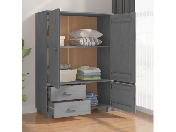 vidaXL Szafa garderobiana, ciemnoszara, 99x45x137 cm, drewno sosnowe Szerokość 99 cm Płyta laminowana Płyta MDF Głębokość 42 cm Głębokość 45 cm Kategoria Szafy do garderoby