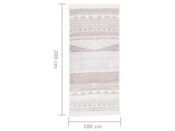vidaXL Dywan, beżowy, 100x200 cm, bawełniany Bawełna Dywaniki Dywany Prostokątny Wzór Geometryczny