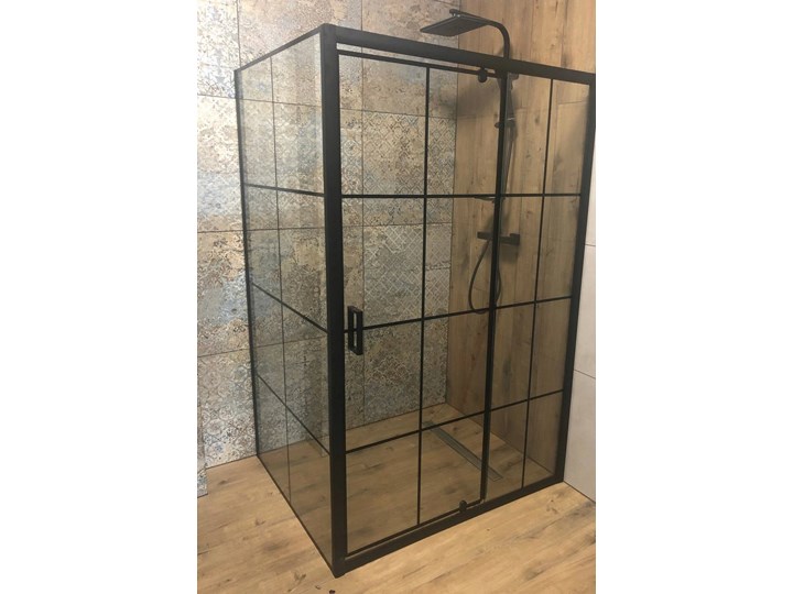 CZARNA KABINA prysznicowa loft BLACK Narożna Rodzaj drzwi Uchylne Brodzik Bez brodzika