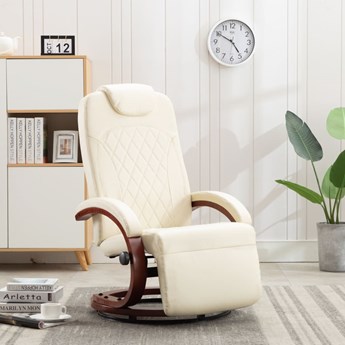 vidaXL Rozkładany fotel telewizyjny, kremowa biel, sztuczna skóra
