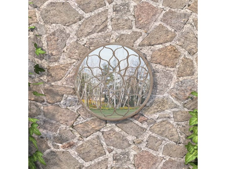 vidaXL Lustro ogrodowe, kolor piaskowy, 60x3 cm, okrągła żelazna rama Ścienne Okrągłe Kategoria Lustra